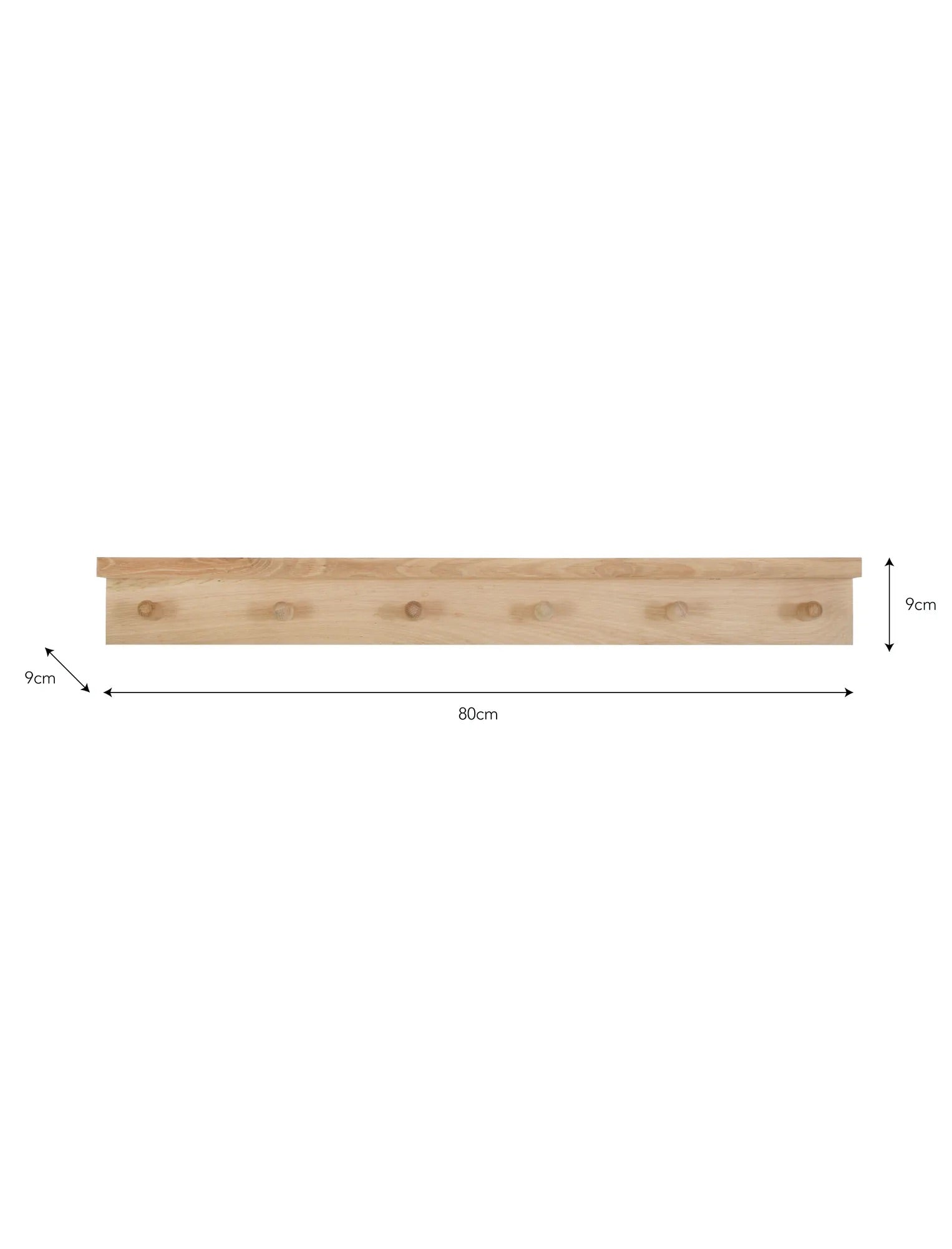 Hambledon Oak Peg Shelf - Large (6 Pegs)