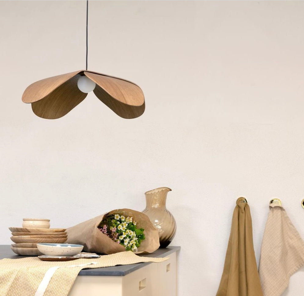 Forget Me Not (Medium Oak) Shade and Rosette Mini Pendant Light