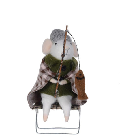 Fishing mouse  - felt decoration