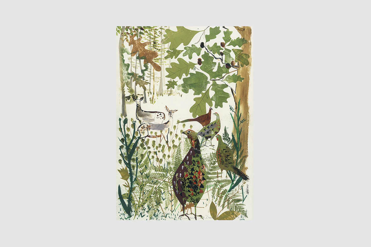 Sam Wilson Pheasant and Deer Print Unframed