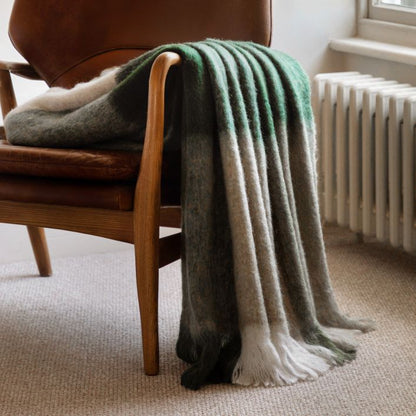 Heritage Check Faux Mohair Green Throw