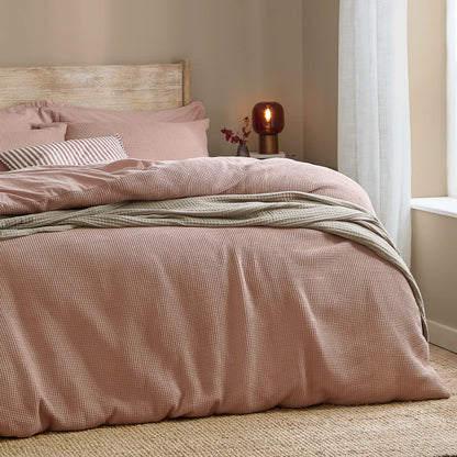 Hebden Relaxed Waffle Duvet Cover Set Cotta