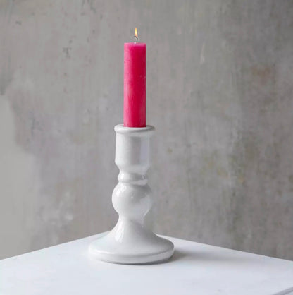 Candle Holder White Crackle - Small
