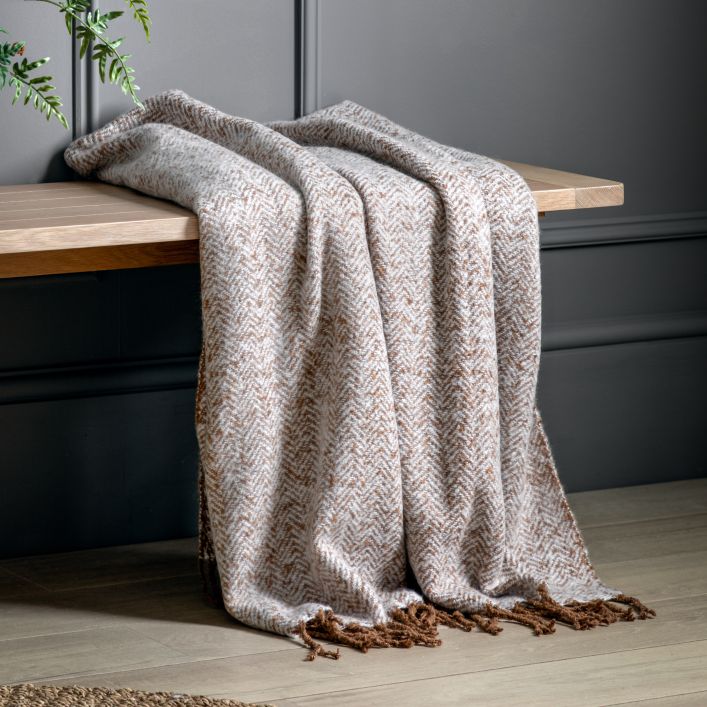 Duncan Herringbone Mohair Throw