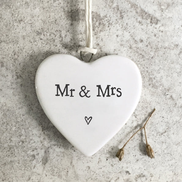 Porcelain heart-Mr and Mrs