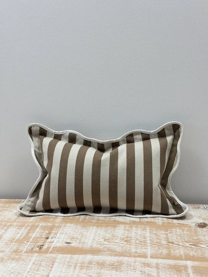 Chloe Brown Stripe Scalloped Edge Cushion Cover 50x30