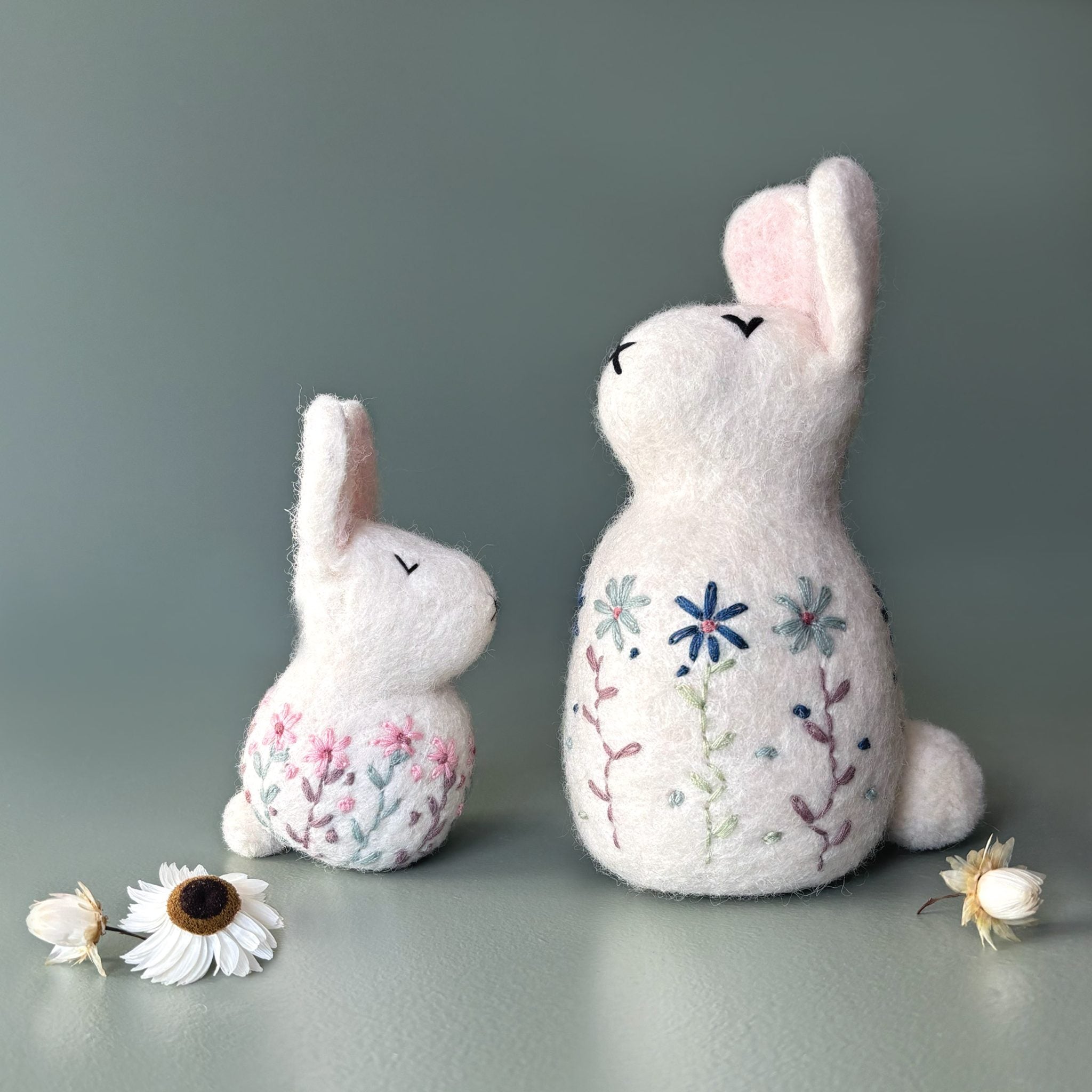 Folk art embroidered round rabbit
