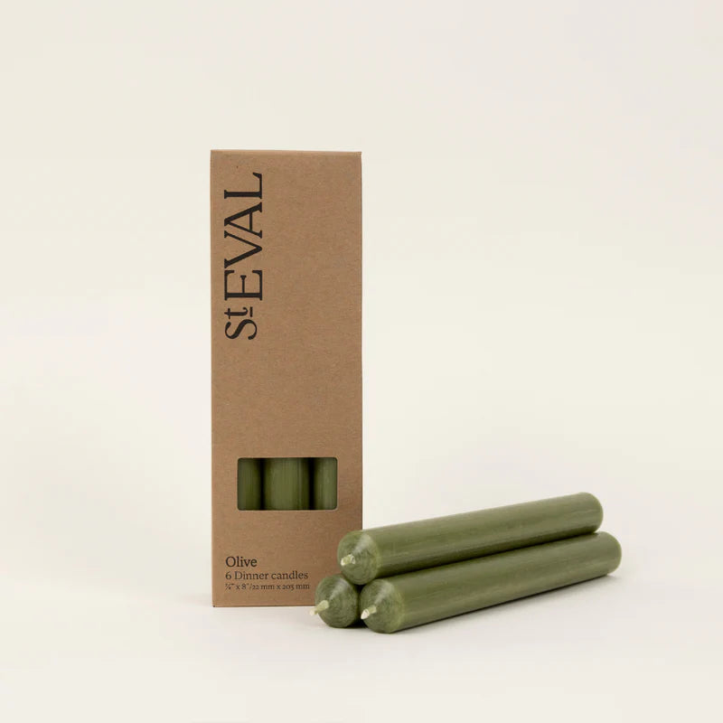 St Eval Olive dinner Candle 7/8&quot; x 8&quot; Gift Pack
