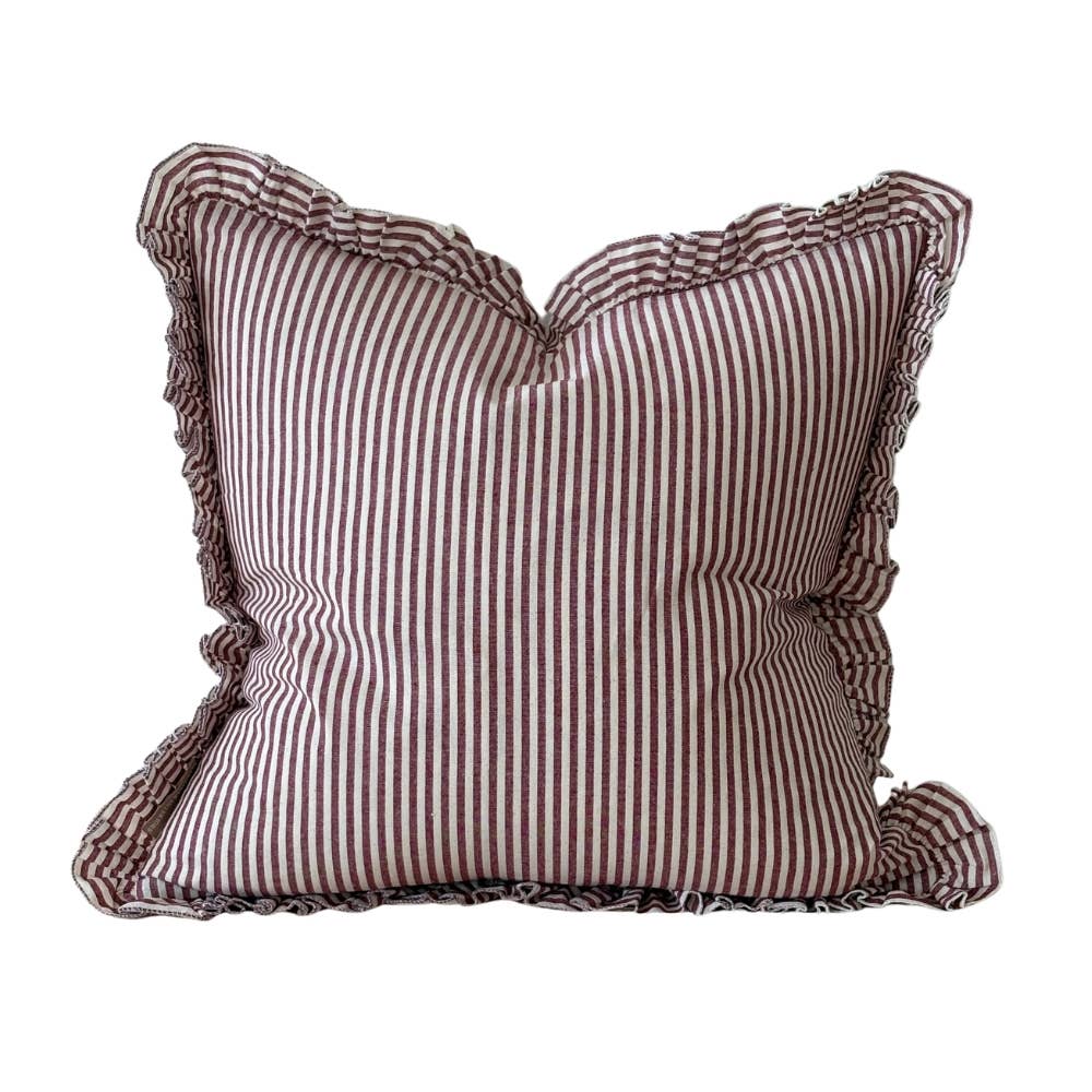 Darcy Burgundy Stripe Cushion Cushion Cover 45x45
