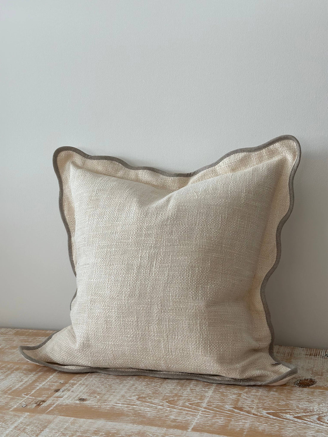 Chloe Cream &amp; Light Coffee Scalloped Cushion 45x45