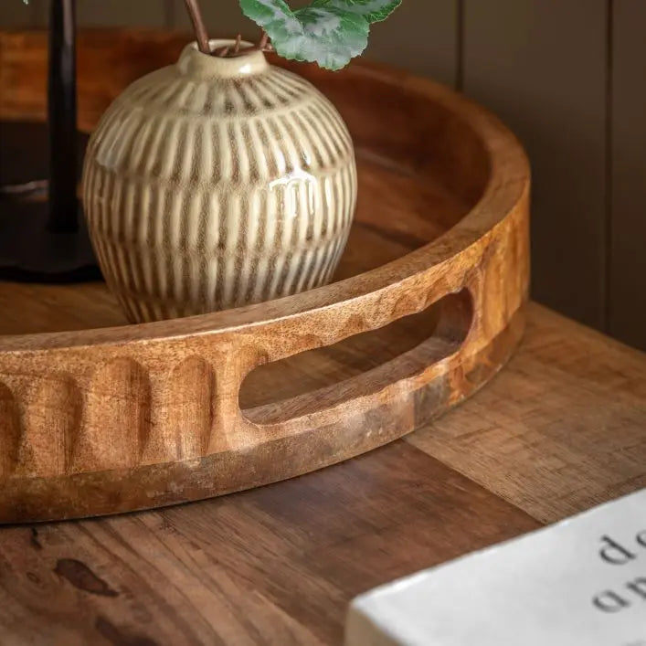 Mango Wood Tray with Wood Handles