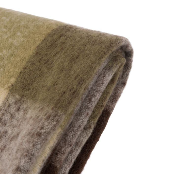 Check Faux Mohair Olive Throw - NEW!