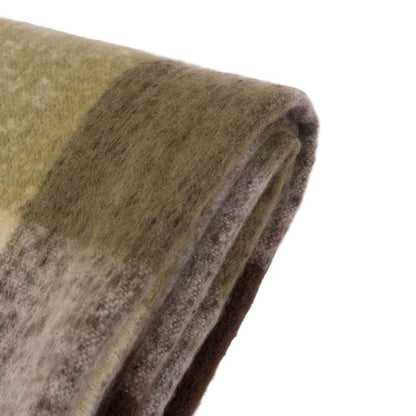 Check Faux Mohair Olive Throw - NEW!