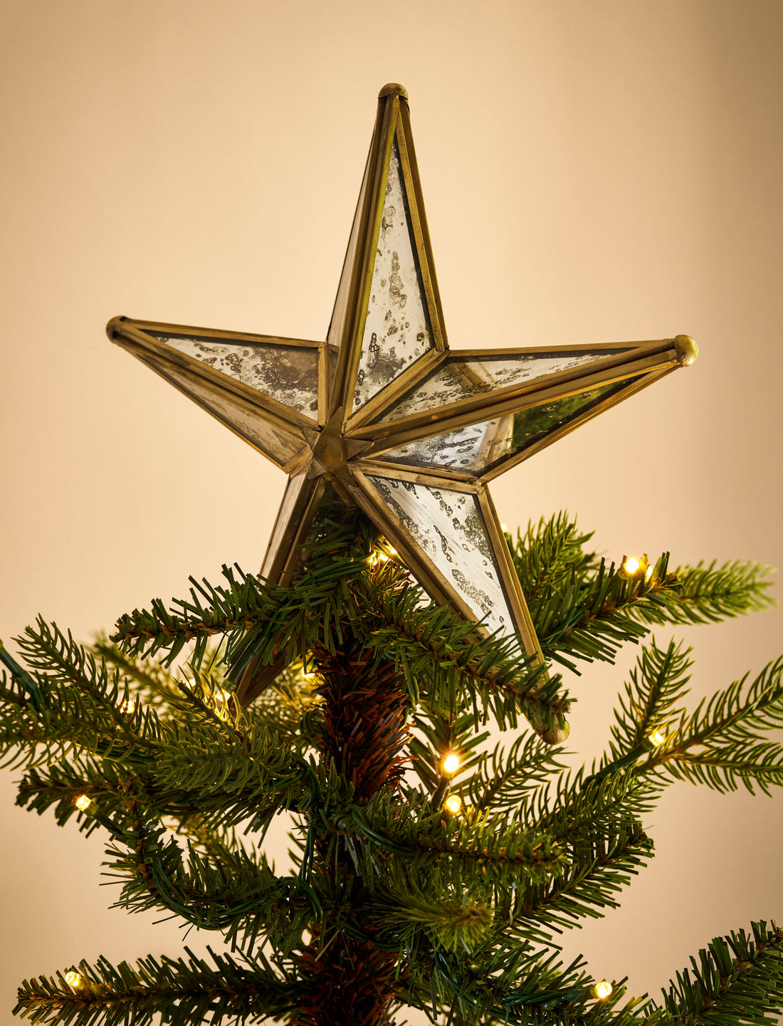 Canterbury Mirrored Christmas Star Tree Topper - Antique Brass