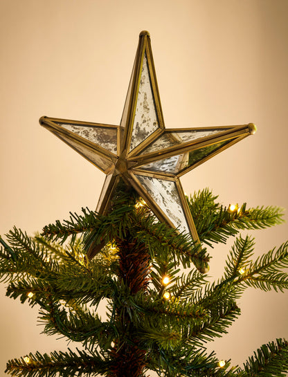 Canterbury Mirrored Christmas Star Tree Topper - Antique Brass