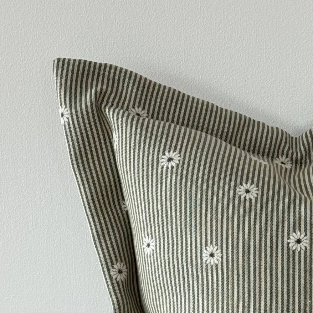 Daisy Sage and Cream Stripe Cushion 45x45