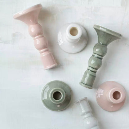 Candle Holder Blush Crackle - Large