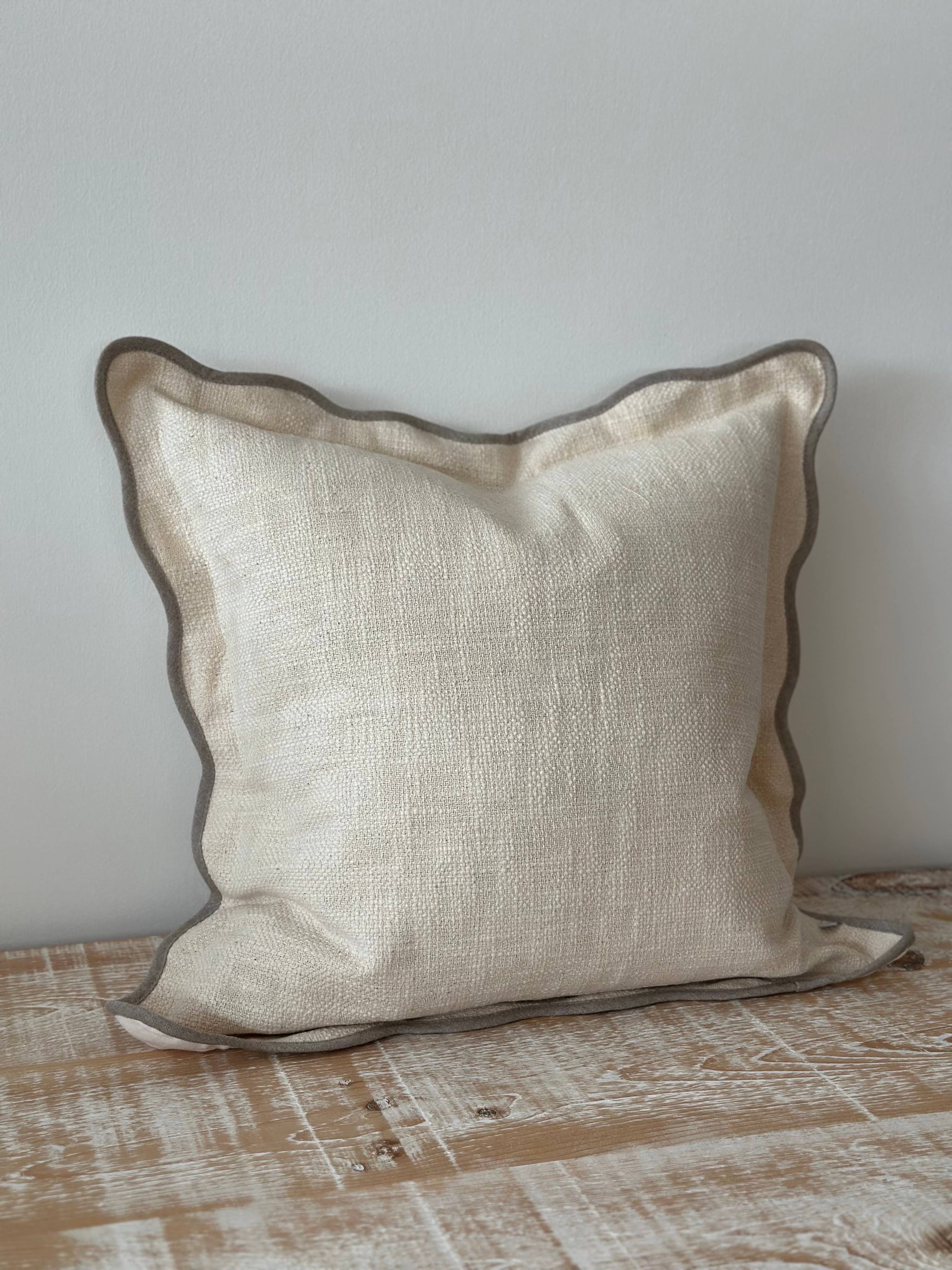 Chloe Cream &amp; Light Coffee Scalloped Cushion 45x45