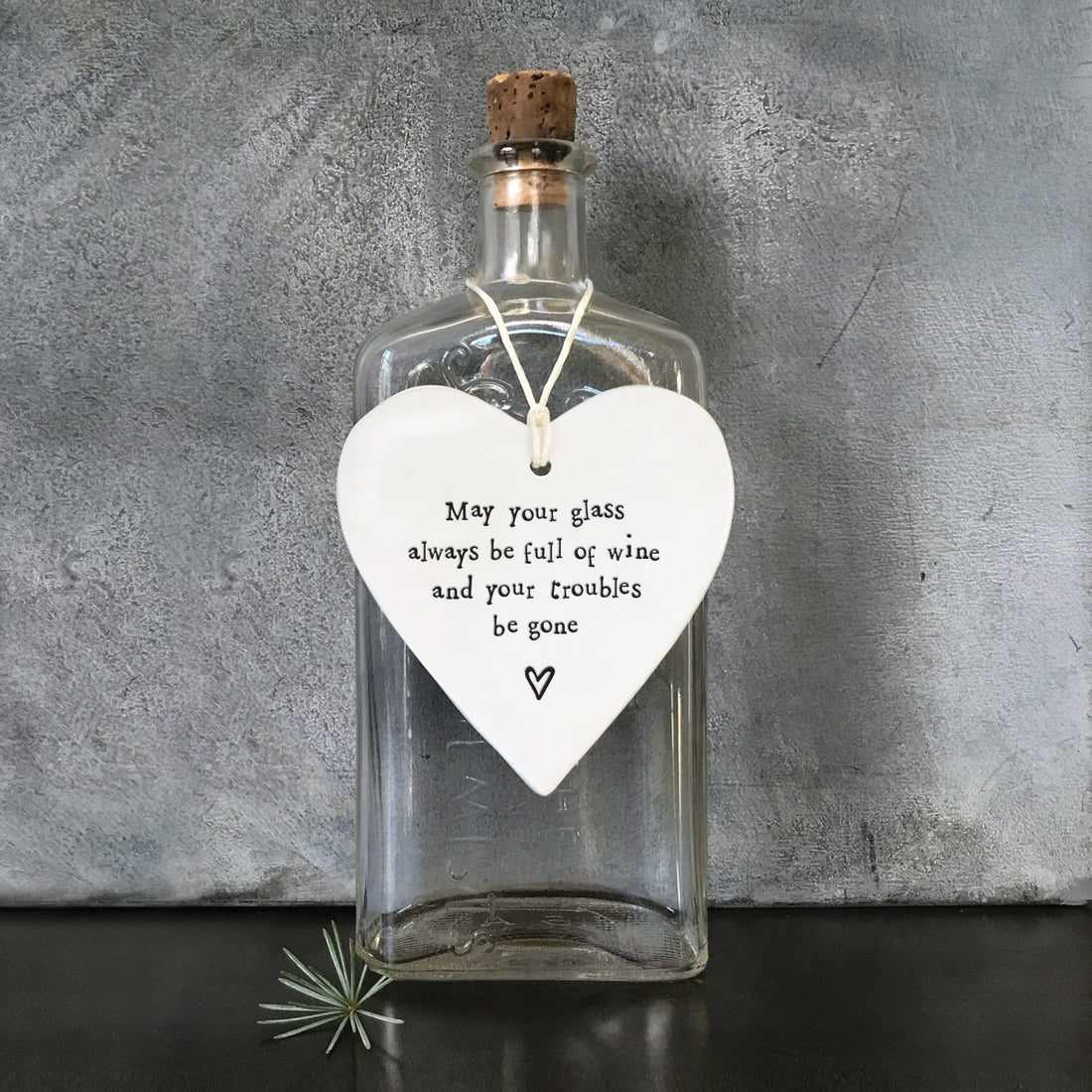 Porcelain round heart-May your glass be full