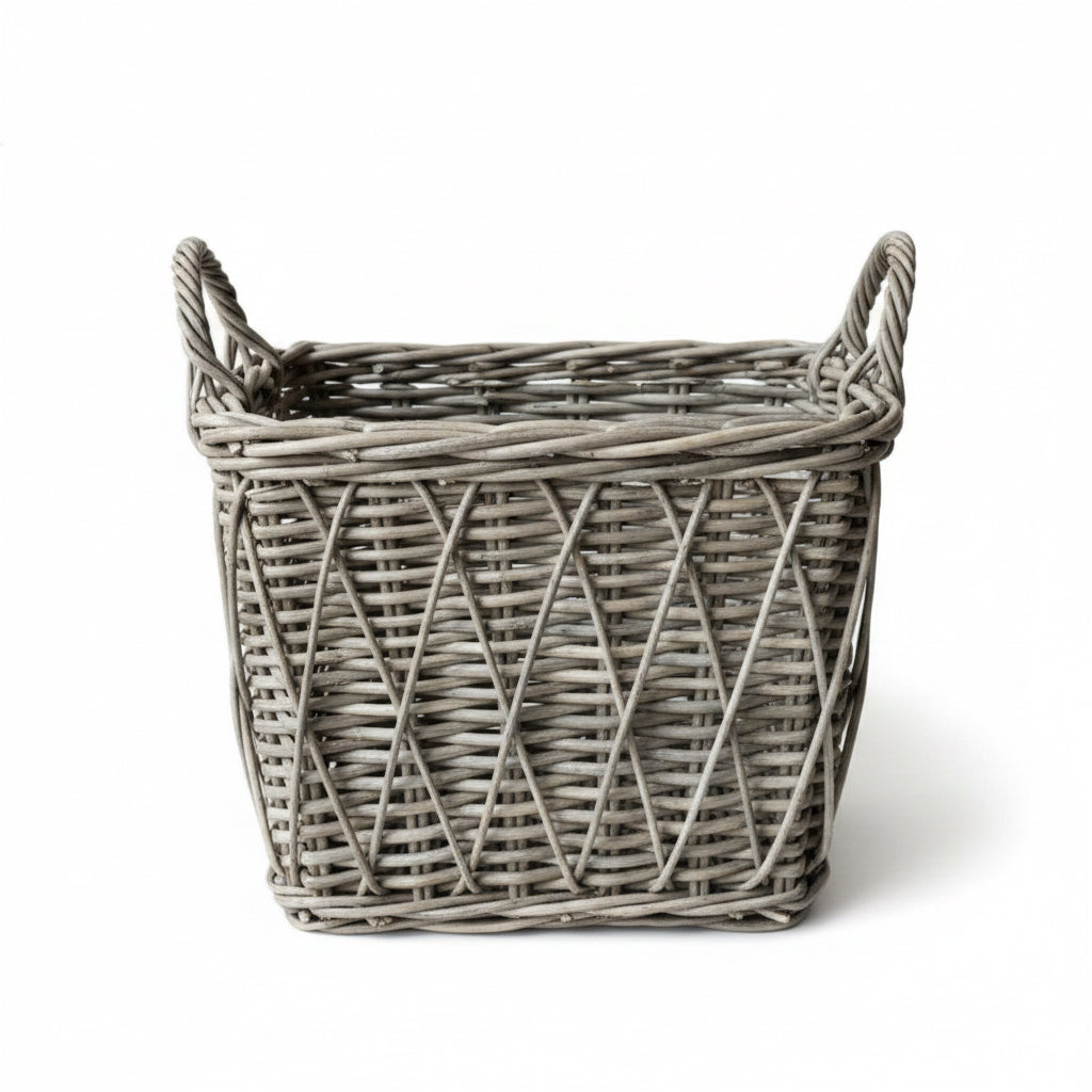 Square Baskets With Handles - Cross Weave Design
