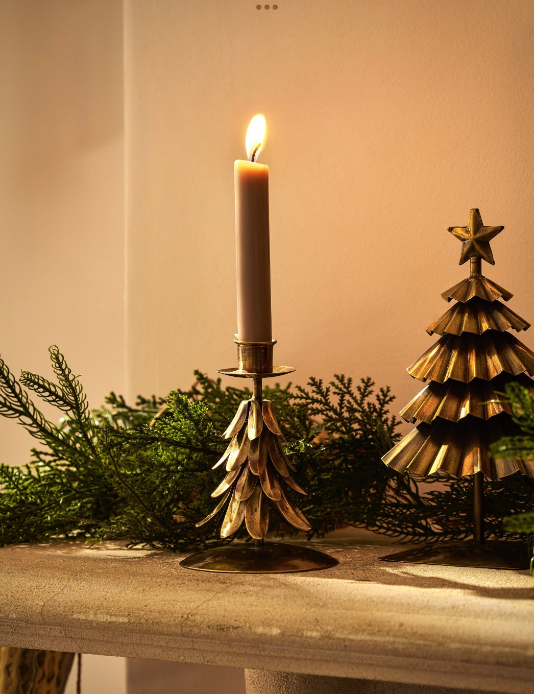 Cromwell Christmas Tree Candle Holder Antique Brass - Small