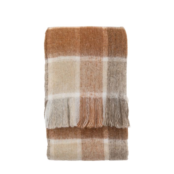 Check Faux Mohair Rust Throw - NEW!