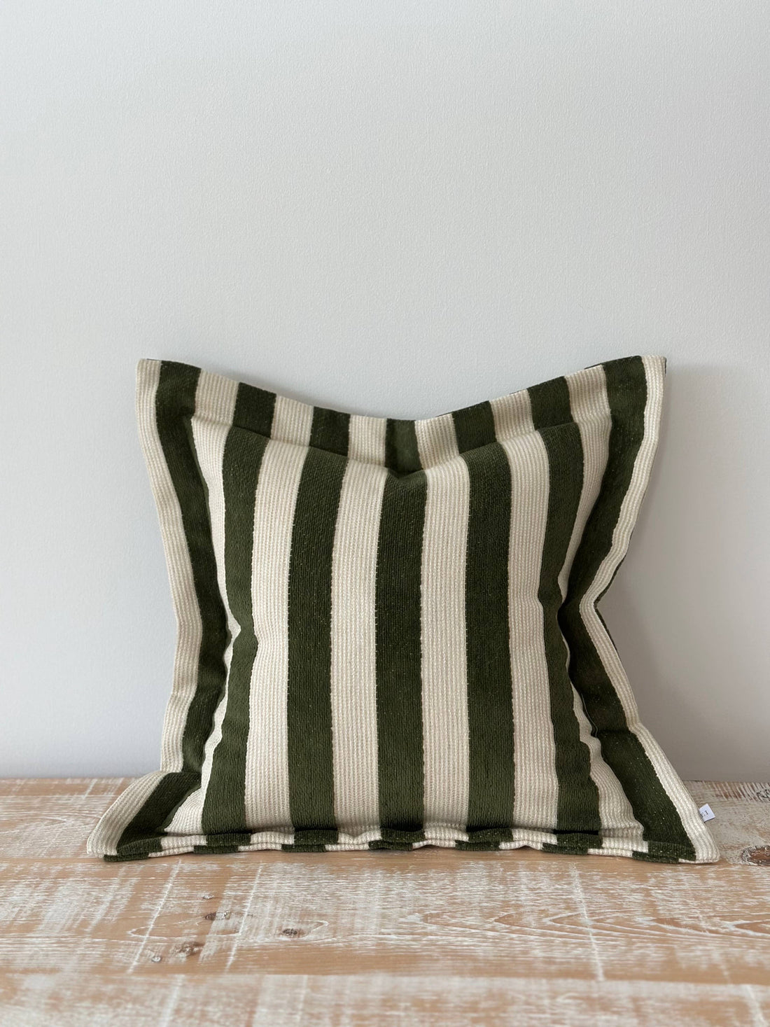 Orla Olive Green Stripe Cushion 45x45cm