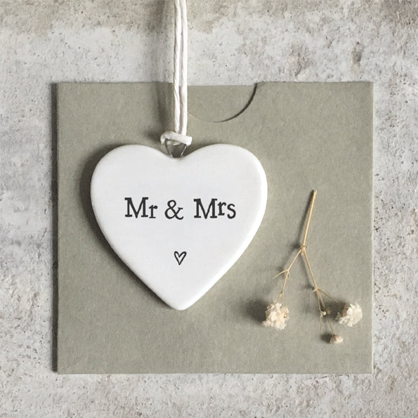 Porcelain heart-Mr and Mrs
