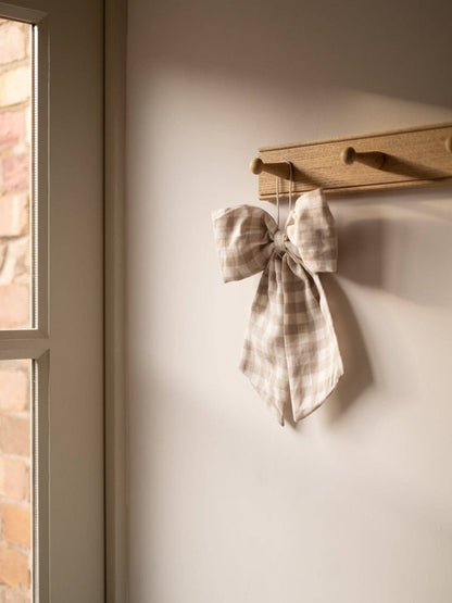 Cream and Beige Gingham Hanging Bow