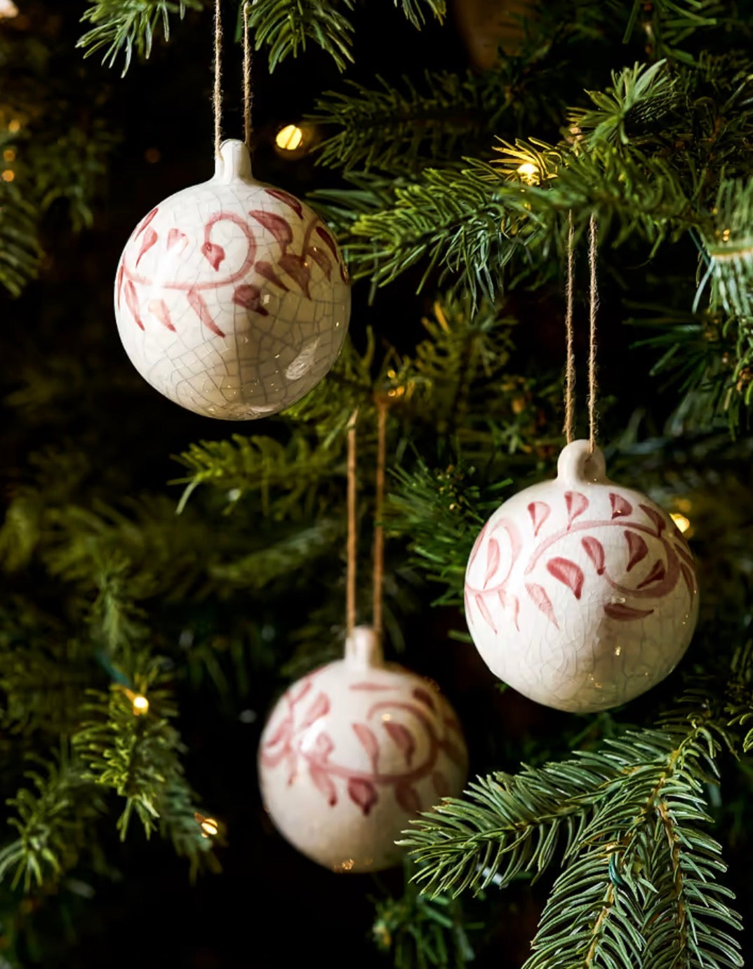 Ravello hand painted bauble- stoneware set of 3