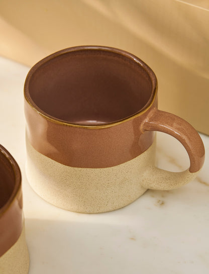 Bladon Half Glazed Mug Set Of 2 - Terracotta