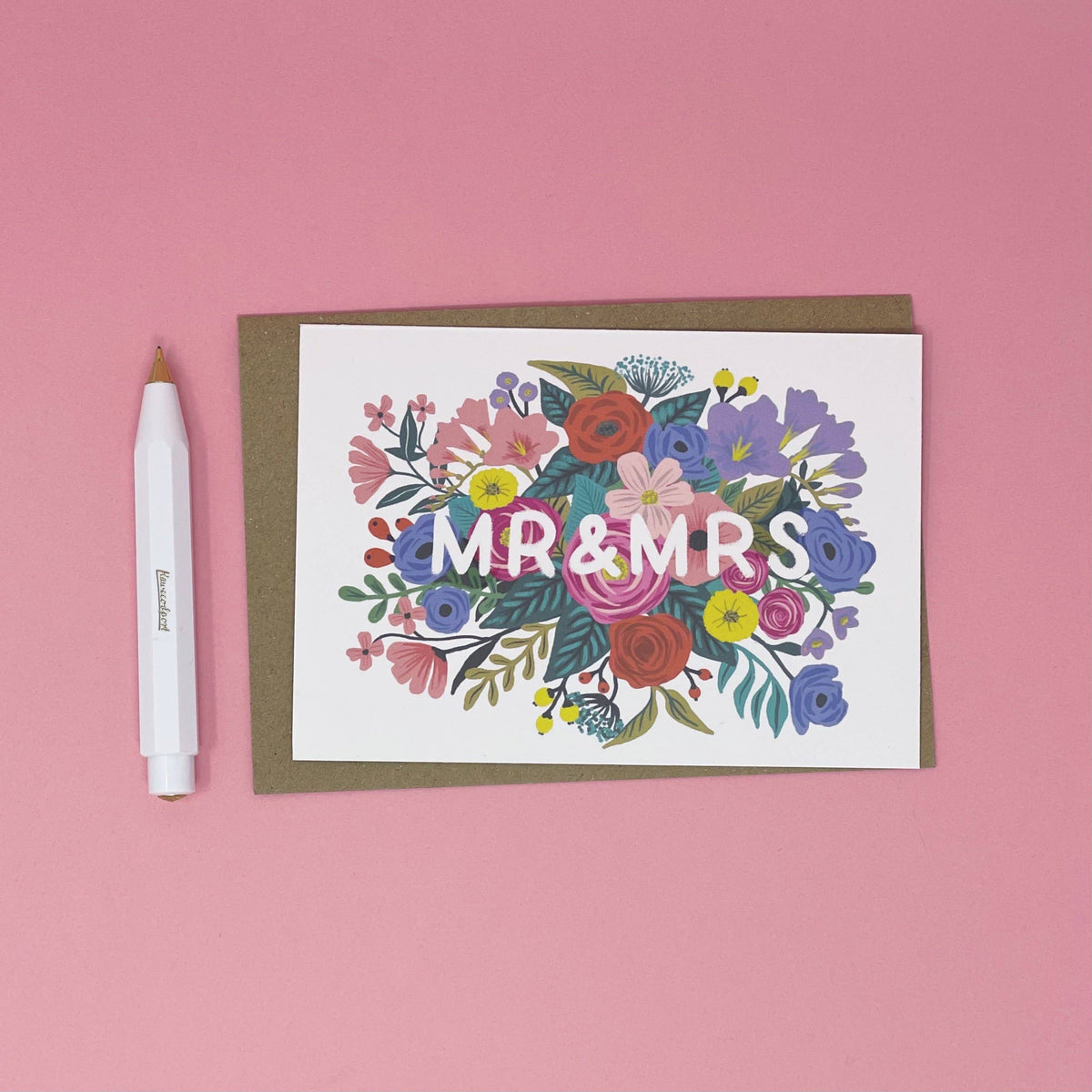 Mr &amp; Mrs Floral Wedding Card
