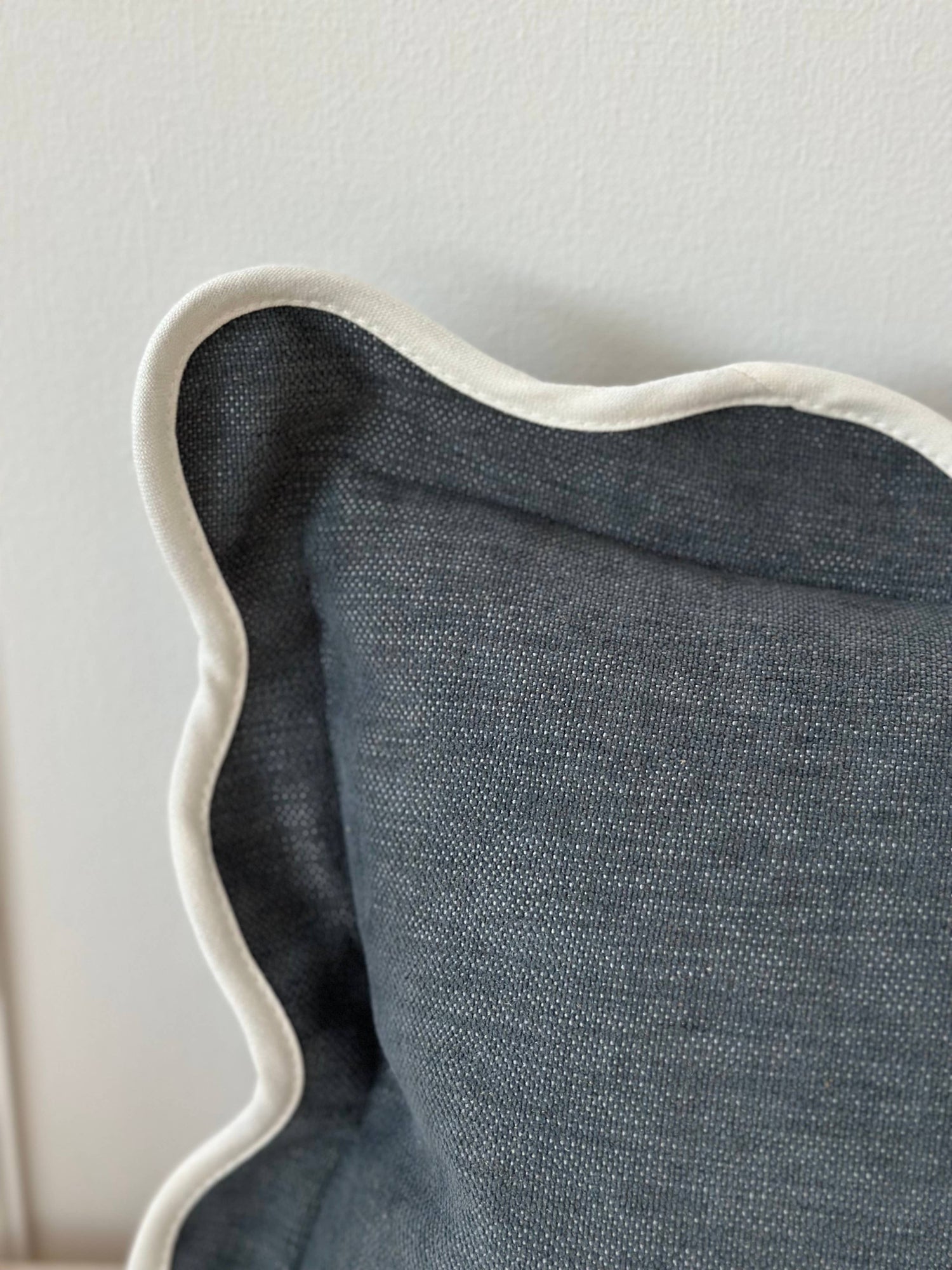Chloe Navy Scalloped Edge Bolster Cushion Cover 80x30
