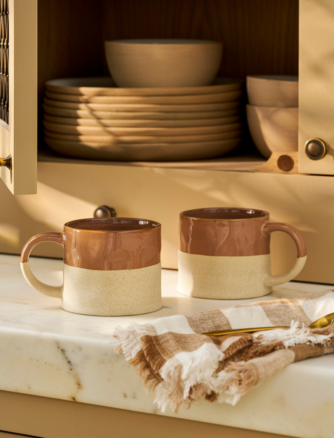 Bladon Half Glazed Mug Set Of 2 - Terracotta