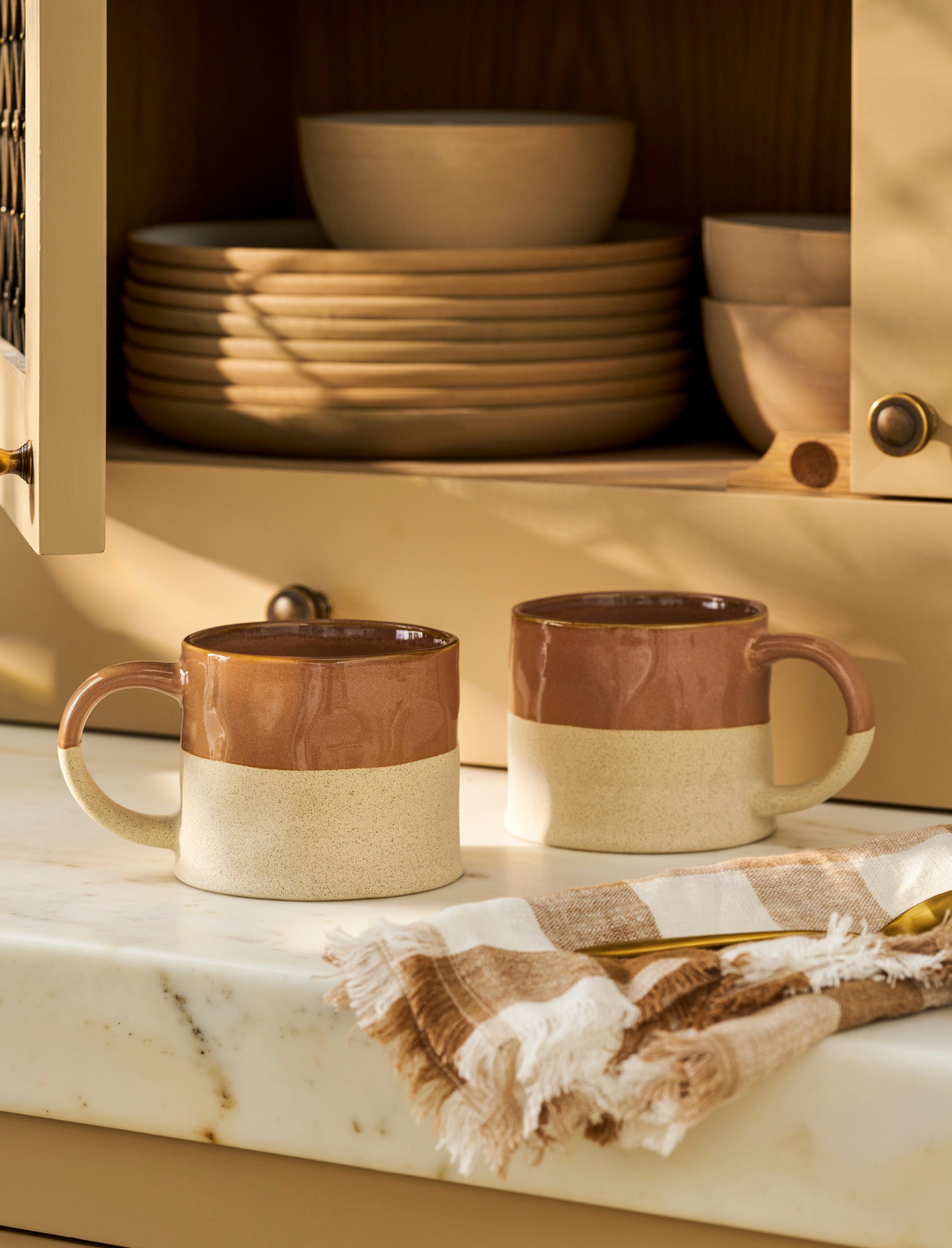 Bladon Half Glazed Mug Set Of 2 - Terracotta