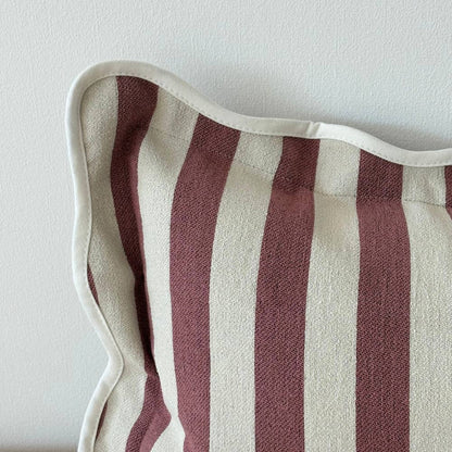 Chloe Plum Stripe Scalloped Edge Cushion Cover 50x30