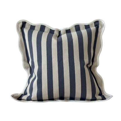 Chloe Navy Stripe Scalloped Edge Cushion Cover