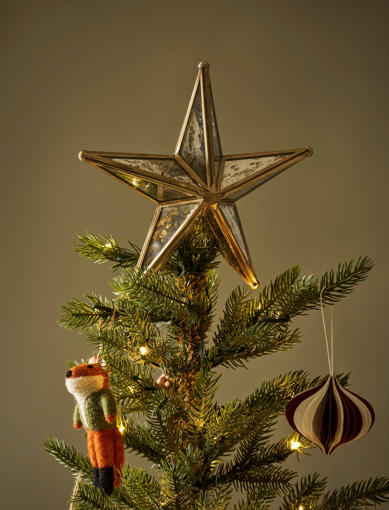 Canterbury Mirrored Christmas Star Tree Topper - Antique Brass