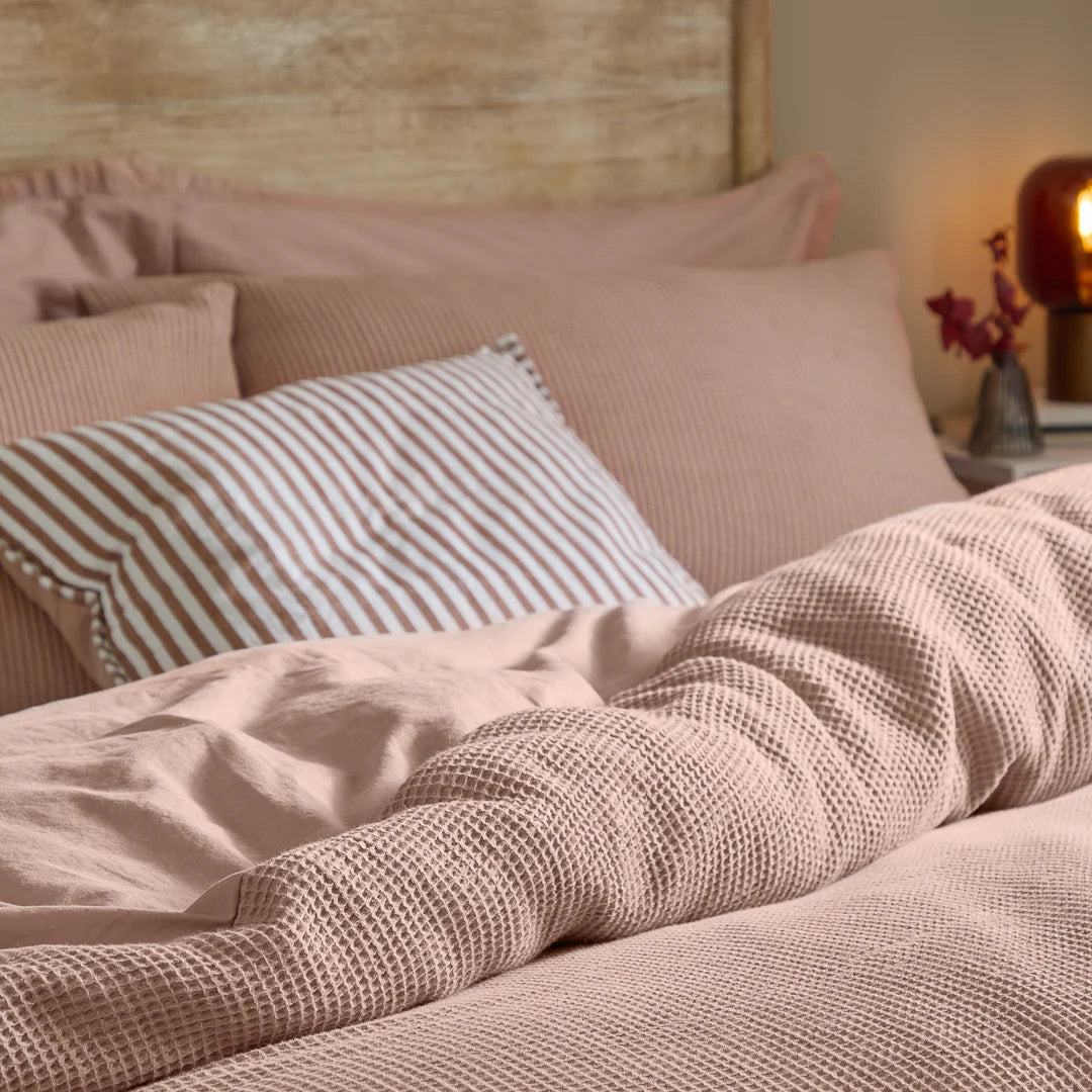 Hebden Relaxed Waffle Duvet Cover Set Cotta