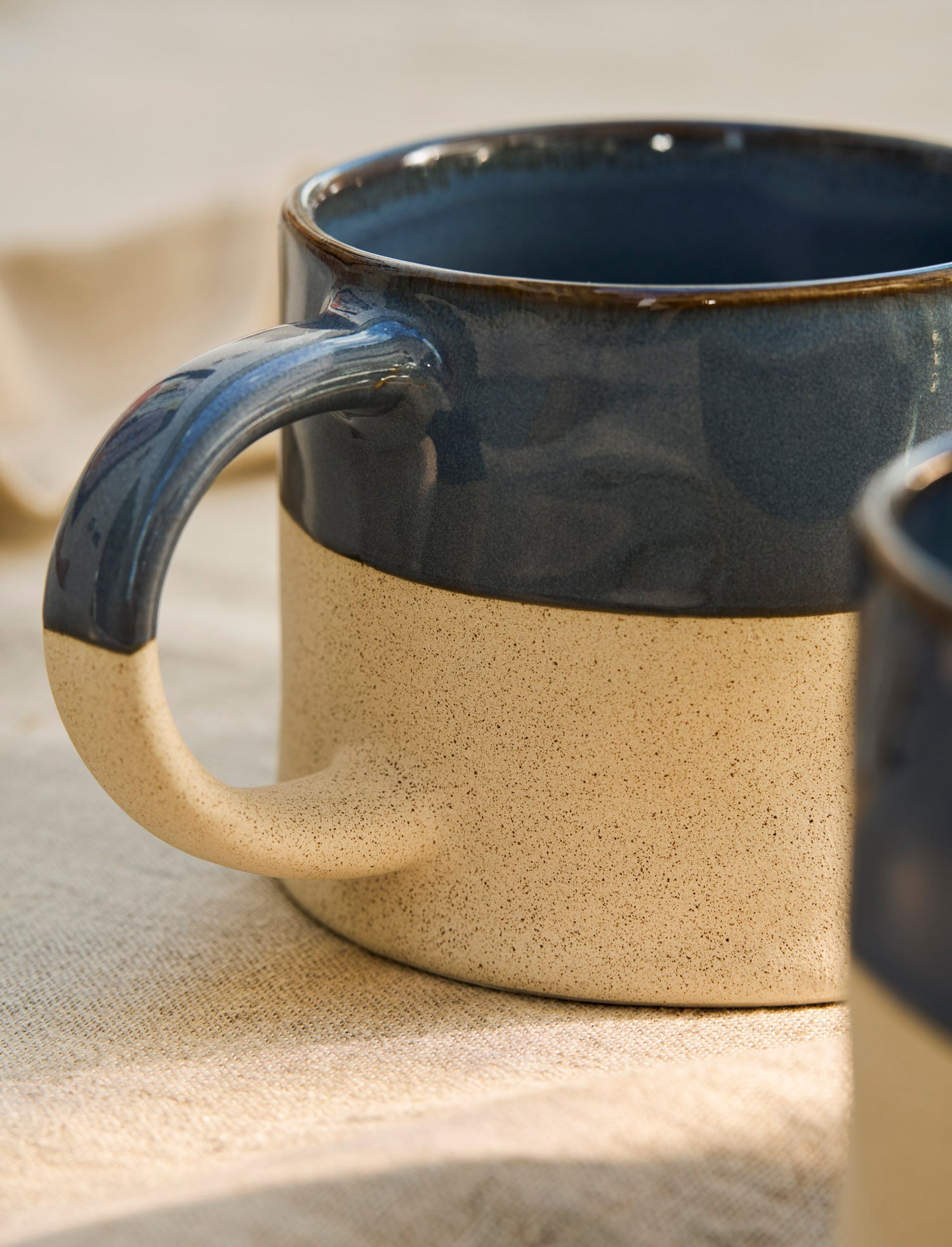 Bladon Half Glazed Mug Set Of 2 - Steel Blue