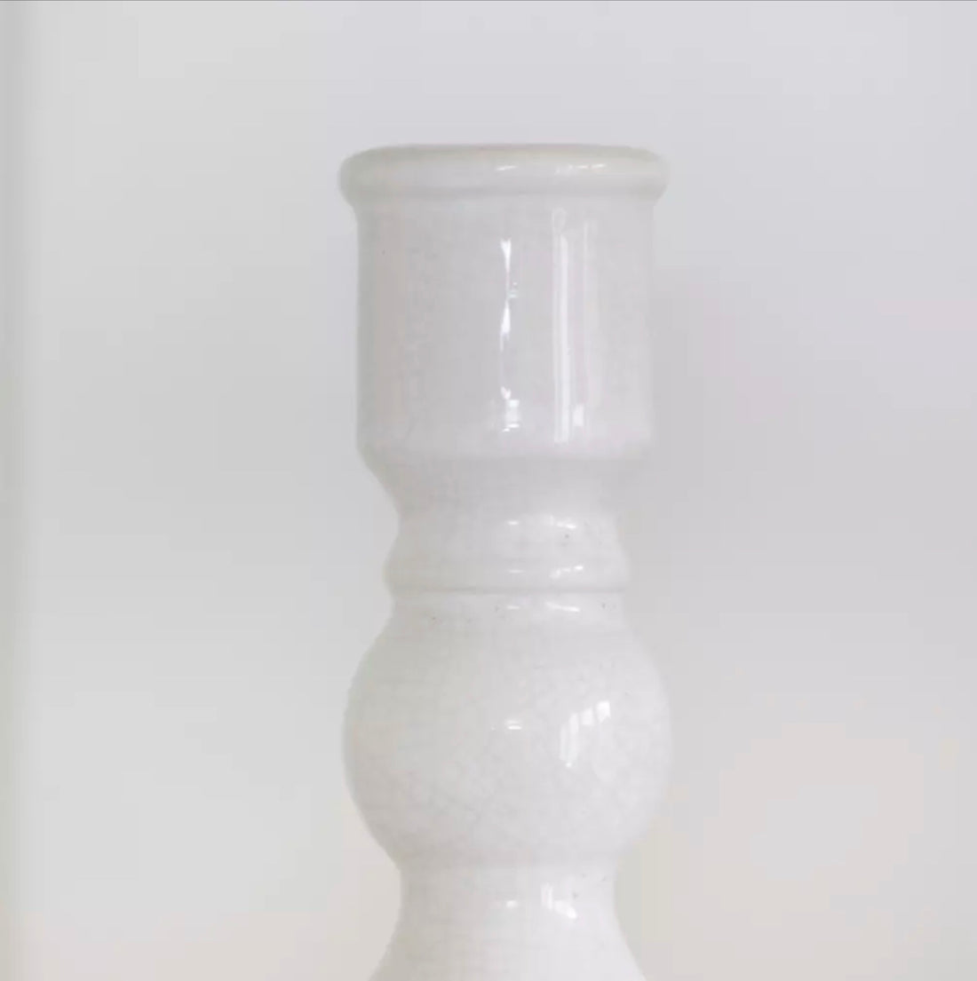 Candle Holder White Crackle - Small