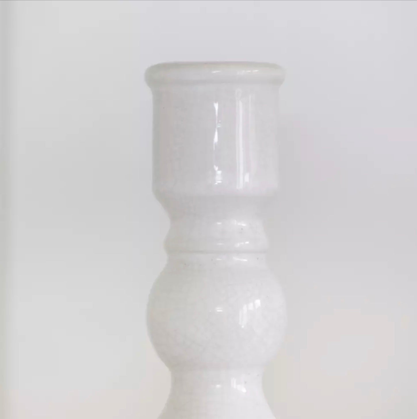 Candle Holder White Crackle - Small