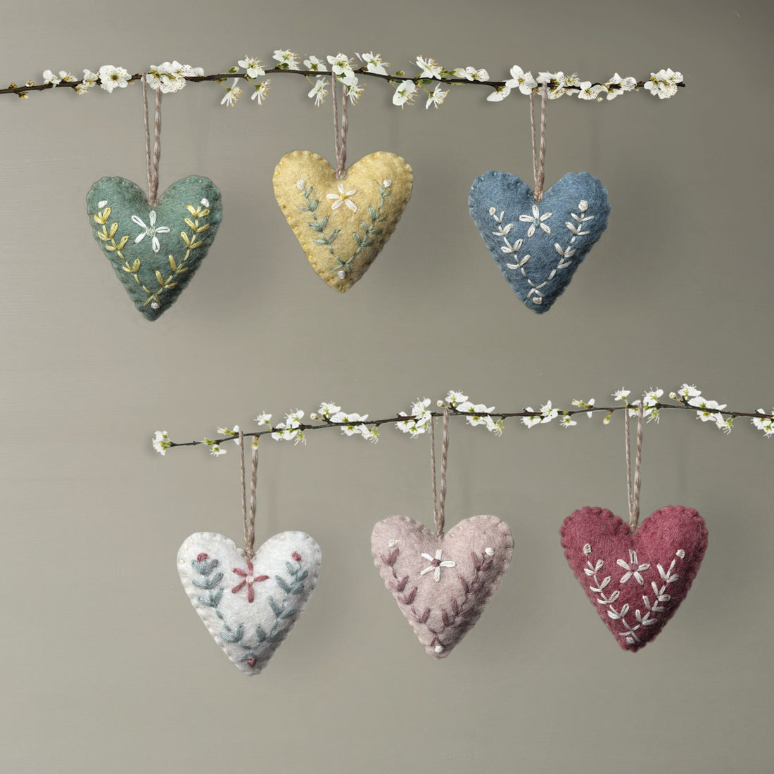 Felt Folk Art Heart - Dusky Pink