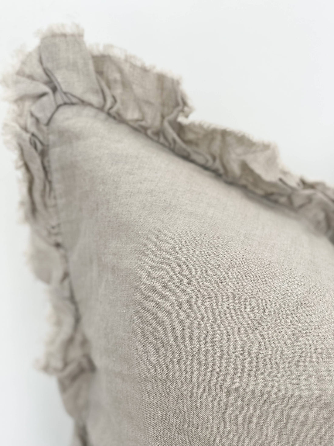 Hallie Ruffled Linen Cushion Cover – Natural Beige