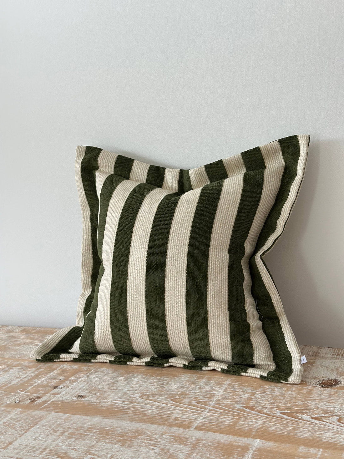 Orla Olive Green Stripe Cushion 45x45cm