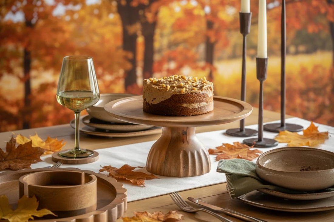 Ridged Mango Wood Cake Stand