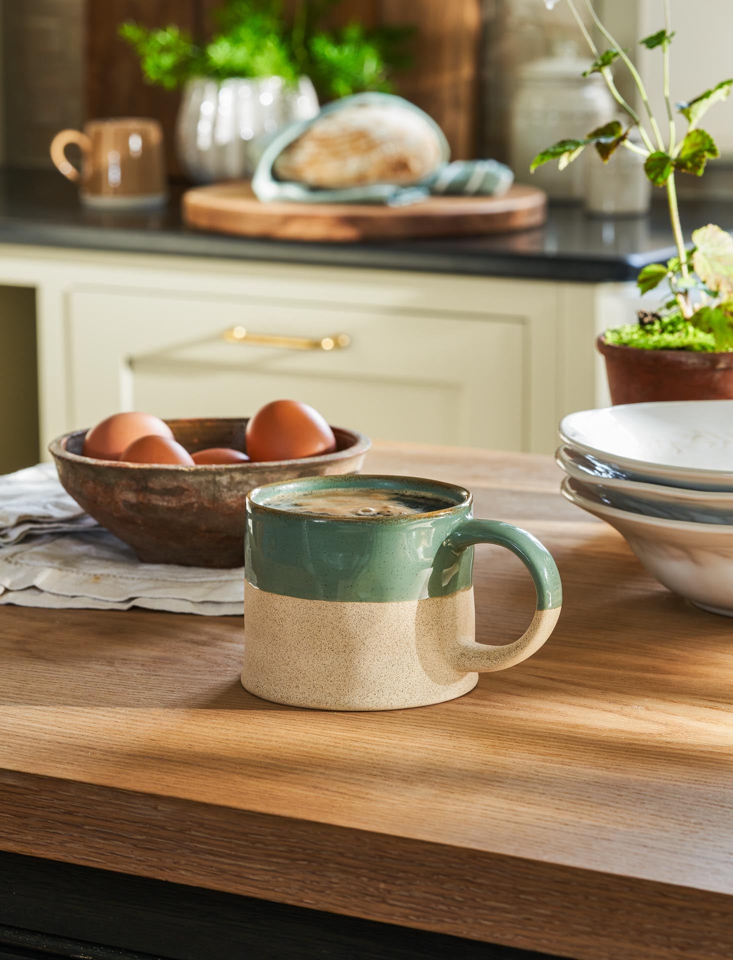 Bladon Half Glazed Mug Set Of 2 - Rosemary