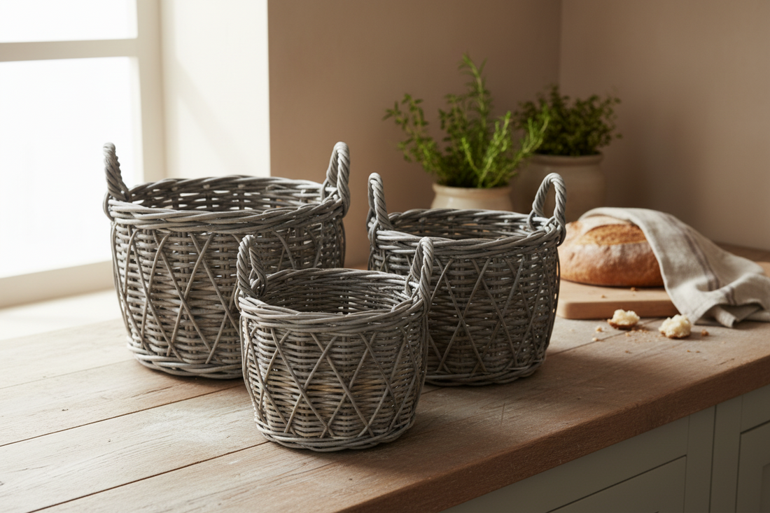 Round Baskets With Handles - Large