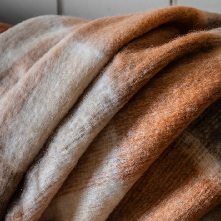Check Faux Mohair Rust Throw - NEW!
