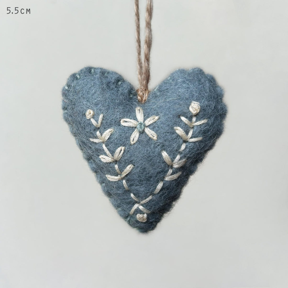 Felt Folk Art Heart - Blue